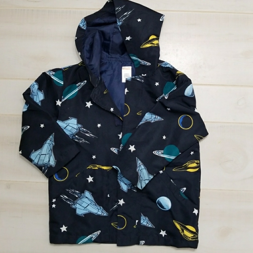 Kids Gymboree Rain Coat Size XS 3-4 Space Rockets